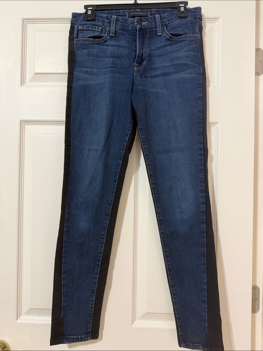 Flying Monkey Dark Blue Skinny Jeans with Black Side Panels